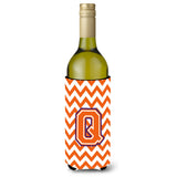 Letter Q Chevron Orange And Regalia Wine Bottle Beverage Insulator Hugger Cj1062-Qliterk