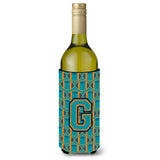Letter G Football Aqua, Orange And Marine Blue Wine Bottle Beverage Insulator Hugger Cj1063-Gliterk