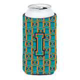 Letter I Football Aqua, Orange And Marine Blue Tall Boy Beverage Insulator Hugger Cj1063-Itbc