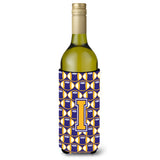 Letter I Football Purple And Gold Wine Bottle Beverage Insulator Hugger Cj1064-Iliterk