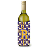Letter R Football Purple And Gold Wine Bottle Beverage Insulator Hugger Cj1064-Rliterk