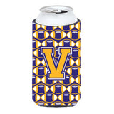 Letter V Football Purple And Gold Tall Boy Beverage Insulator Hugger Cj1064-Vtbc