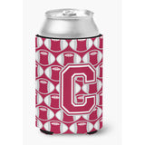 Caroline'S Treasures Cj1065-Ccc Letter C Football Crimson, Grey And White Can Or Bottle Hugger, Multicolor