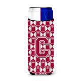 Letter C Football Crimson, Grey And White Ultra Beverage Insulators For Slim Cans Cj1065-Cmuk