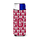 Letter G Football Crimson, Grey And White Ultra Beverage Insulators For Slim Cans Cj1065-Gmuk