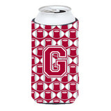 Letter G Football Crimson, Grey And White Tall Boy Beverage Insulator Hugger Cj1065-Gtbc