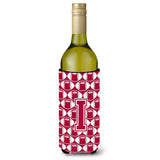 Letter I Football Crimson, Grey And White Wine Bottle Beverage Insulator Hugger Cj1065-Iliterk