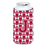 Letter J Football Crimson, Grey And White Tall Boy Beverage Insulator Hugger Cj1065-Jtbc