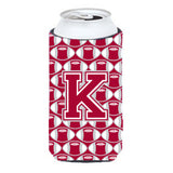 Letter K Football Crimson, Grey And White Tall Boy Beverage Insulator Hugger Cj1065-Ktbc