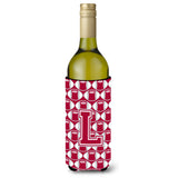 Letter L Football Crimson, Grey And White Wine Bottle Beverage Insulator Hugger Cj1065-Lliterk