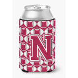 Caroline'S Treasures Cj1065-Ncc Letter N Football Crimson, Grey And White Can Or Bottle Hugger, Multicolor