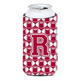 Letter R Football Crimson, Grey And White Tall Boy Beverage Insulator Hugger Cj1065-Rtbc