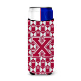 Letter X Football Crimson, Grey And White Ultra Beverage Insulators For Slim Cans Cj1065-Xmuk