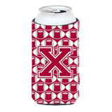 Letter X Football Crimson, Grey And White Tall Boy Beverage Insulator Hugger Cj1065-Xtbc