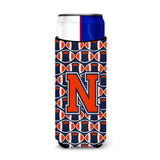 Letter N Football Orange, Blue And White Ultra Beverage Insulators For Slim Cans Cj1066-Nmuk