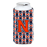 Letter N Football Orange, Blue And White Tall Boy Beverage Insulator Hugger Cj1066-Ntbc