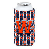 Letter W Football Orange, Blue And White Tall Boy Beverage Insulator Hugger Cj1066-Wtbc