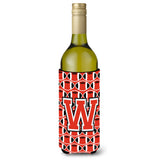 Letter W Football Scarlet And Grey Wine Bottle Beverage Insulator Hugger Cj1067-Wliterk