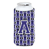 Letter A Football Purple And White Tall Boy Beverage Insulator Hugger Cj1068-Atbc