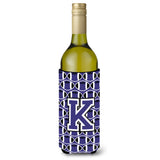 Letter K Football Purple And White Wine Bottle Beverage Insulator Hugger Cj1068-Kliterk