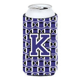 Letter K Football Purple And White Tall Boy Beverage Insulator Hugger Cj1068-Ktbc