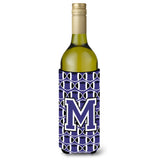 Letter M Football Purple And White Wine Bottle Beverage Insulator Hugger Cj1068-Mliterk