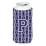 Letter P Football Purple And White Tall Boy Beverage Insulator Hugger Cj1068-Ptbc