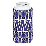 Letter W Football Purple And White Tall Boy Beverage Insulator Hugger Cj1068-Wtbc