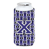 Letter X Football Purple And White Tall Boy Beverage Insulator Hugger Cj1068-Xtbc