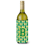 Letter B Football Green And Gold Wine Bottle Beverage Insulator Hugger Cj1069-Bliterk