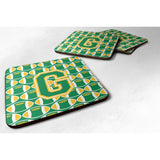 Caroline'S Treasures Cj1069-Gfc Letter G Football Green And Gold Foam Coaster (Set Of 4), 3.5, Multicolor