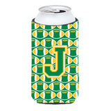 Letter J Football Green And Gold Tall Boy Beverage Insulator Hugger Cj1069-Jtbc