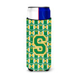 Letter S Football Green And Gold Ultra Beverage Insulators For Slim Cans Cj1069-Smuk