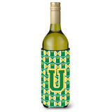 Letter U Football Green And Gold Wine Bottle Beverage Insulator Hugger Cj1069-Uliterk
