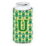 Letter U Football Green And Gold Tall Boy Beverage Insulator Hugger Cj1069-Utbc