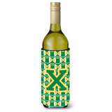 Letter X Football Green And Gold Wine Bottle Beverage Insulator Hugger Cj1069-Xliterk