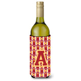 Letter A Football Cardinal And Gold Wine Bottle Beverage Insulator Hugger Cj1070-Aliterk