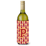 Letter P Football Cardinal And Gold Wine Bottle Beverage Insulator Hugger Cj1070-Pliterk