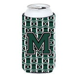 Letter M Football Green And White Tall Boy Beverage Insulator Hugger Cj1071-Mtbc
