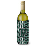 Letter P Football Green And White Wine Bottle Beverage Insulator Hugger Cj1071-Pliterk