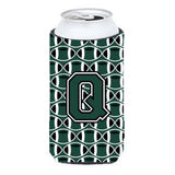 Letter Q Football Green And White Tall Boy Beverage Insulator Hugger Cj1071-Qtbc