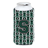 Letter S Football Green And White Tall Boy Beverage Insulator Hugger Cj1071-Stbc