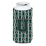 Letter U Football Green And White Tall Boy Beverage Insulator Hugger Cj1071-Utbc