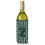 Letter Z Football Green And White Wine Bottle Beverage Insulator Hugger Cj1071-Zliterk