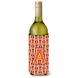 Letter A Football Orange, White And Regalia Wine Bottle Beverage Insulator Hugger Cj1072-Aliterk