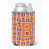Caroline'S Treasures Cj1072-Bcc Letter B Football Orange, White And Regalia Can Or Bottle Hugger, Multicolor