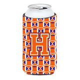 Letter H Football Orange, White And Regalia Tall Boy Beverage Insulator Hugger Cj1072-Htbc