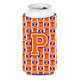 Letter P Football Orange, White And Regalia Tall Boy Beverage Insulator Hugger Cj1072-Ptbc