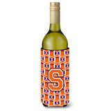 Letter S Football Orange, White And Regalia Wine Bottle Beverage Insulator Hugger Cj1072-Sliterk