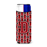 Letter D Football Red, Black And White Ultra Beverage Insulators For Slim Cans Cj1073-Dmuk